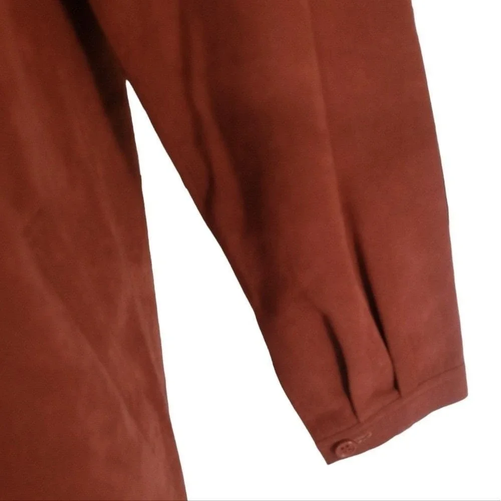 Halston 70s Rust Ultrasuede Longline Duster Coat‎ Button Front Collared XL